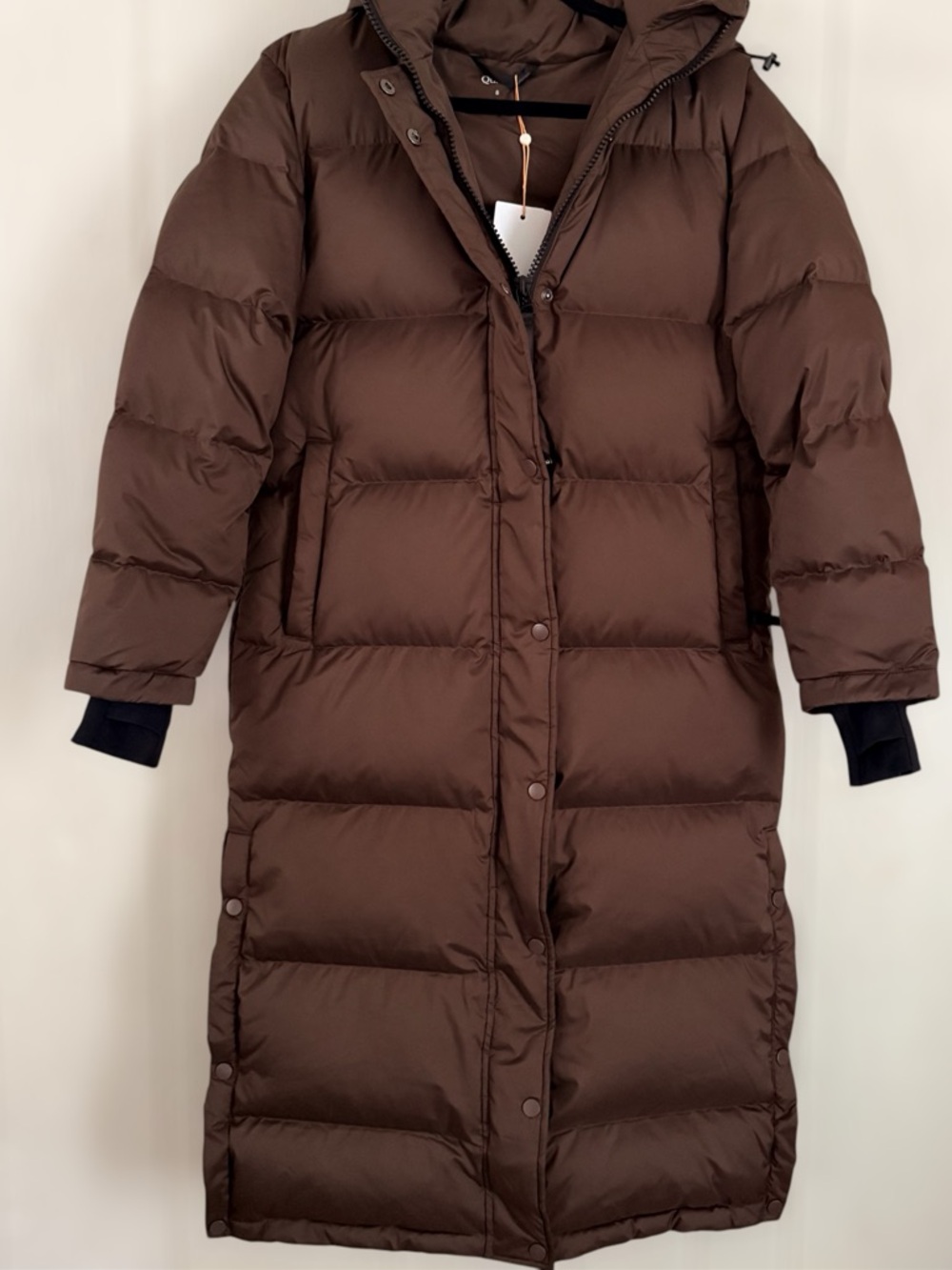 Quince Responsible Down Long Puffer Jacket Hot Fudge Small NWT - Picture 11 of 11